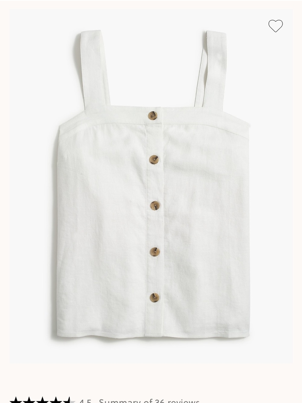 J. Crew Sz M White Button-Front Linen Blend Tank Top